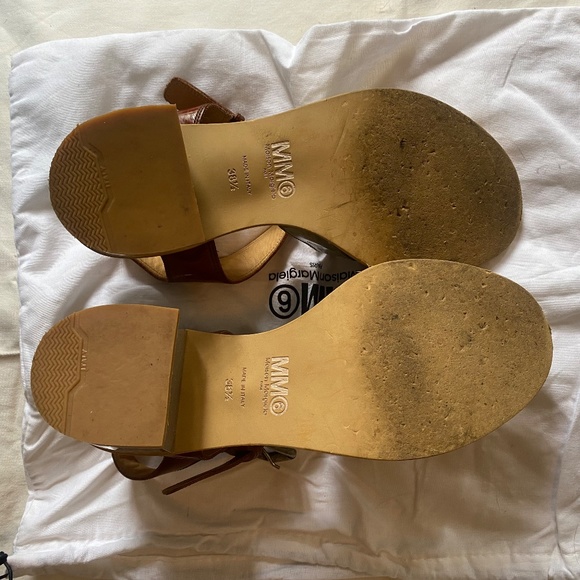 MM6 Maison Martin Margiela glitter lucite block heel black brown sandals 8.5 - Picture 10 of 11